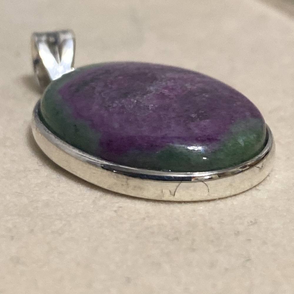 Anyolite Ruby In Zoisite Oval Cabochon Pendant In… - image 7